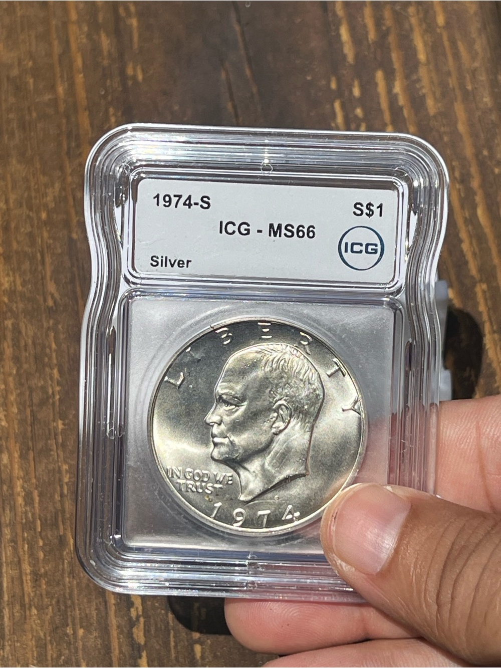 Graded 1974-S Eisenhower Silver Dollar - Silver